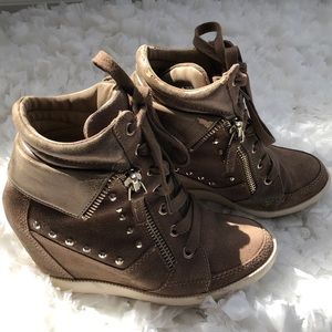 GUESS Brown Wedge Sneakers Size 7